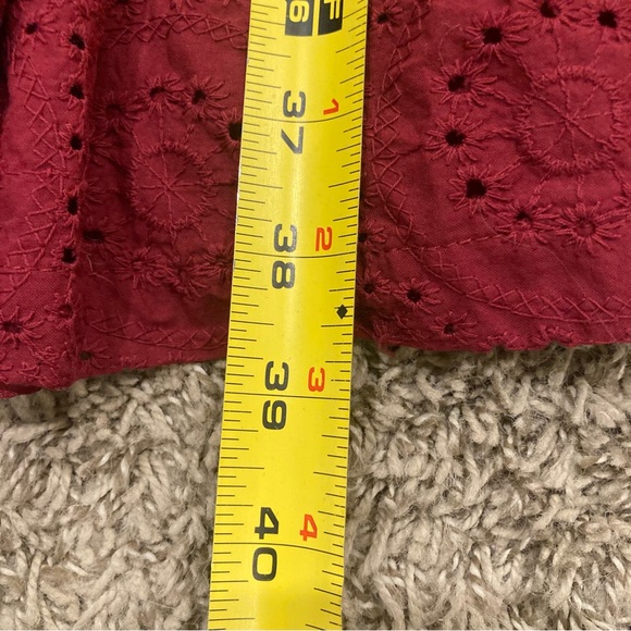 ASOS Maroon Eyelet full length Size 10 elegant formal Dress Lined Zip Closure - Picture 8 of 14